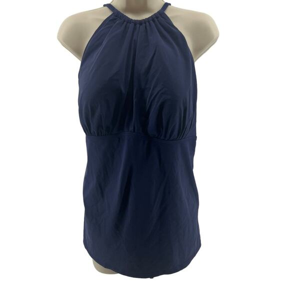 Lands End Tankini Top Strappy Halter Deep Sea Blue Womens Size 18 - Picture 1 of 4